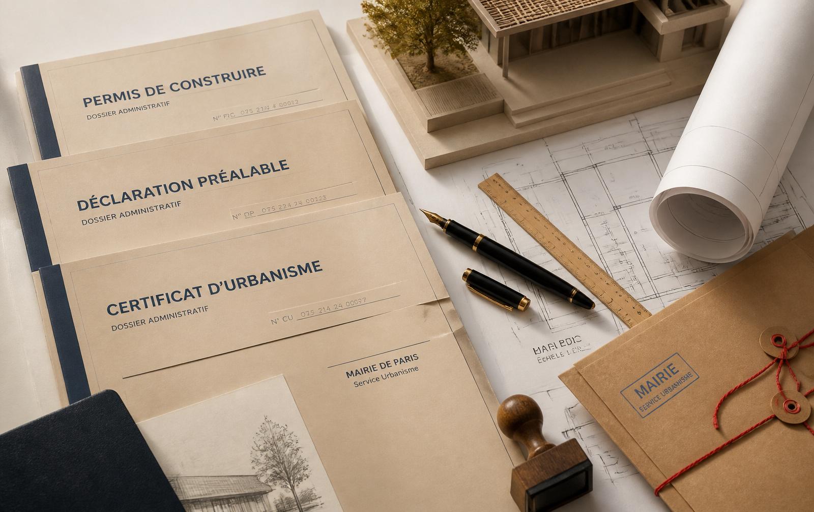 Documents officiels et plans d'urbanisme sur un bureau